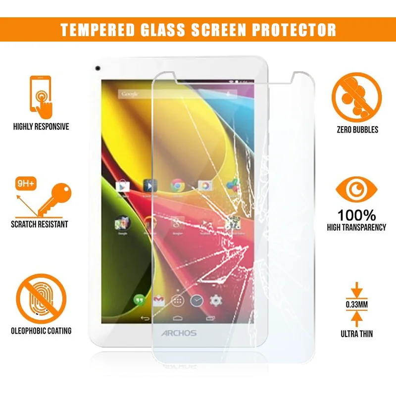 

Screen Protector for ARCHOS 70 COBALT 7 Inch 7" Tablet Tempered Glass 9H Scratch Resistant Anti-fingerprint Film Guard Cover