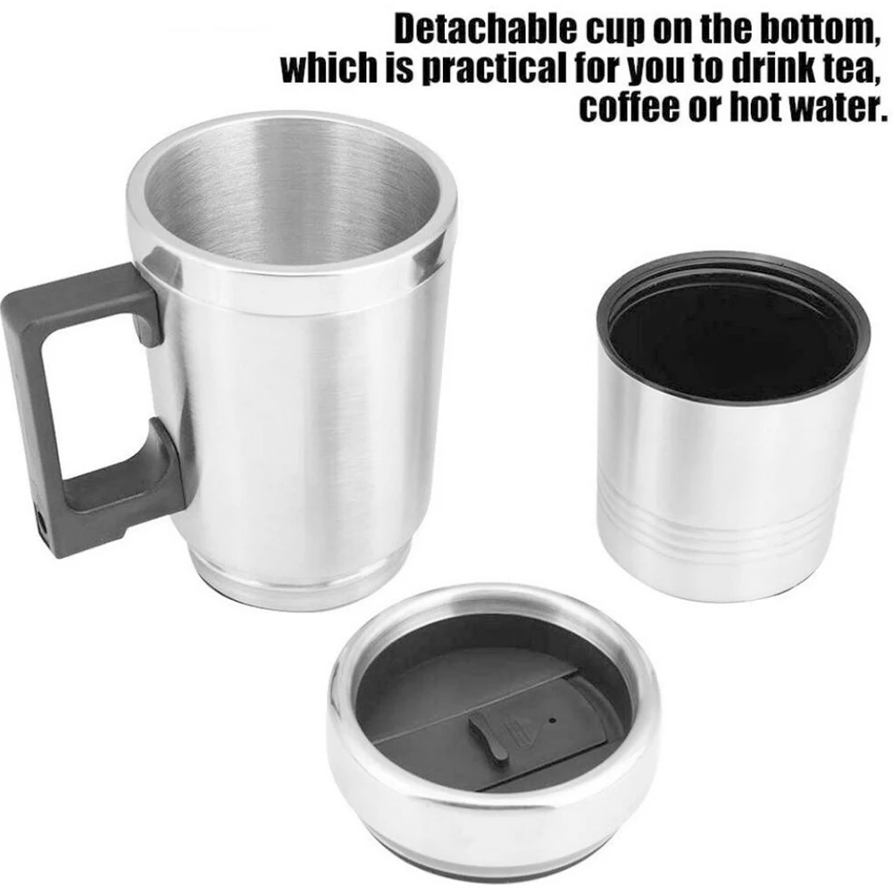 Car Electric Mug, 12V 450ml Electric In-car Stainless Steel Travel Heating Cup Coffee Tea Car Cup Mug for Heating Water, Coffee, Milk and Tea with Air