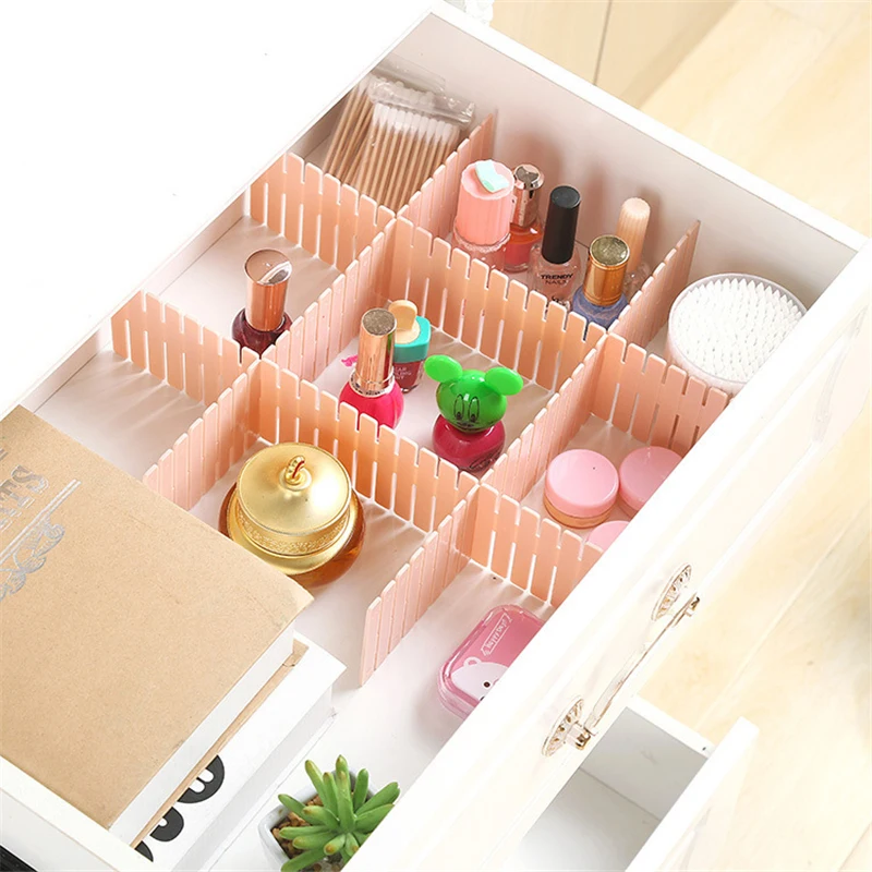 

kacuyelin 4pcs/Set Plastic DIY Grid Drawer Adjustable PP Clothes Separator Divider Household Sundries Storage Organizer