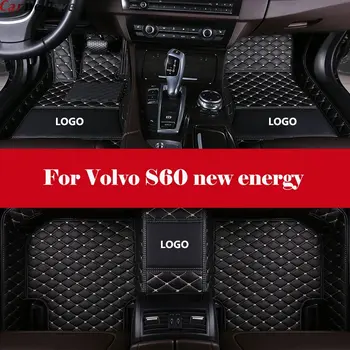 

All Weather Car-Styling Custom Luxury Leather Waterproof Floor Mats Logo Stripe Leather Carpets For Volvo S60 new energy