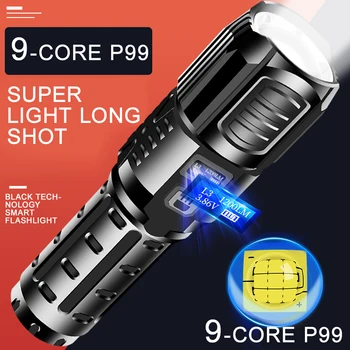 

Tactical Flashlight High Power Rechargeable LED Flashlighting 6 Lighting Modes Torch XHP99 Lamp Beads Lantern Flash Light