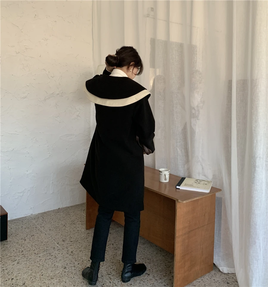 Осенне-зимнее женское длинное шерстяное пальто размера плюс Cappotto Donna двубортное винтажное пальто с длинным рукавом повседневное Abrigo Mujer