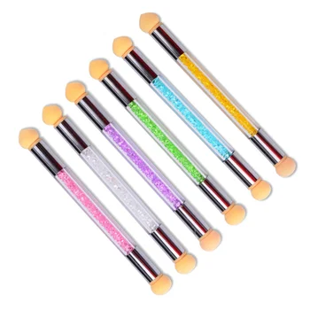 

6 Pcs Glitter Powder Picking Dotting Gradient Pen Brush Sponge Head Nail Art Tool Brushes Professional Nail Blooming Stippling P