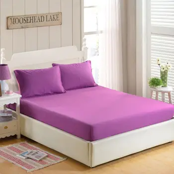 

50 Solid Color Fitted Sheet Purple Color Bed Sheet For Single Double Bed Kids Adults (no pillowcase)