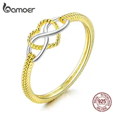 Bamoer Бесконечность любовь кольца для женщин золото Цвет 925 пробы серебро свадебные обещания ювелирные изделия дизайн SCR600
