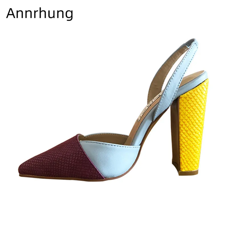 

Sexy Serpentine Patchwork Sandals Women 2019 New Summer Catwalk Shoes Pointed Toe Square High Heels Customized Color Sandalias