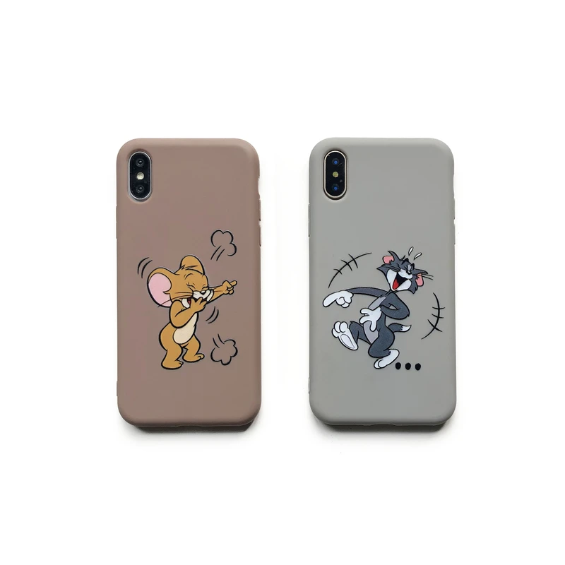 Забавный мультяшный Кот и мышь чехол для телефона для iPhone X XS Max XR 7 8 6 6s Plus тонкий мягкий силиконовый чехол милый том Джерри чехол для пар