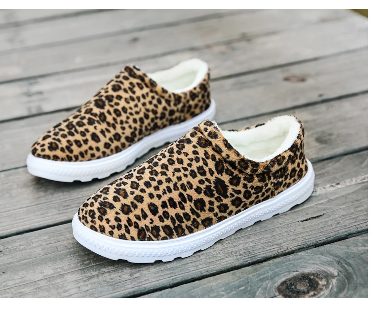Размер 36-46, женская домашняя обувь, уличная прогулочная Мужская теплая противоскользящая женская обувь из толстого плюша, обувь для девочек, зимняя обувь с леопардовым принтом