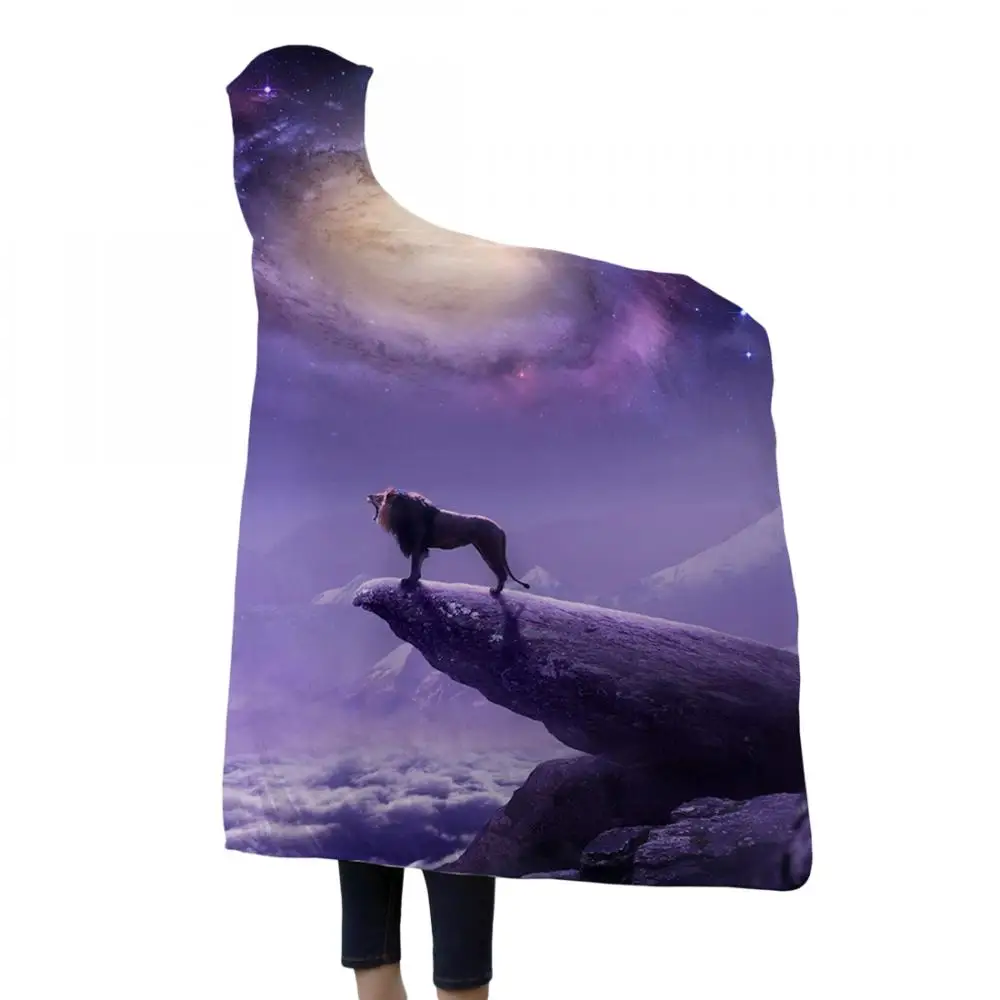 

Hooded Blanket For Adult Starry Wonders 3d Print Winter Warm Sofa School Home Travel Picnic Carrying Wearable Polyester Blanket