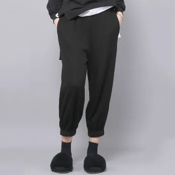 

XUXI 2020 Summer New Style Elastic Waist Harlan Pants Women's Black Bundled Small Feet Fashion Casual 9-point Pants FZ1420