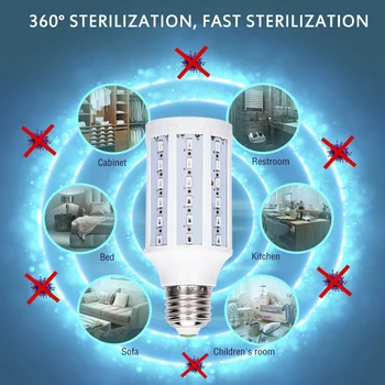 

Rapid Sterilization UV Germicidal Lamp 12W E27 UV Led Corn Light Bulb Disinfection Bulb Disinfection Light For Bedroom Hospital
