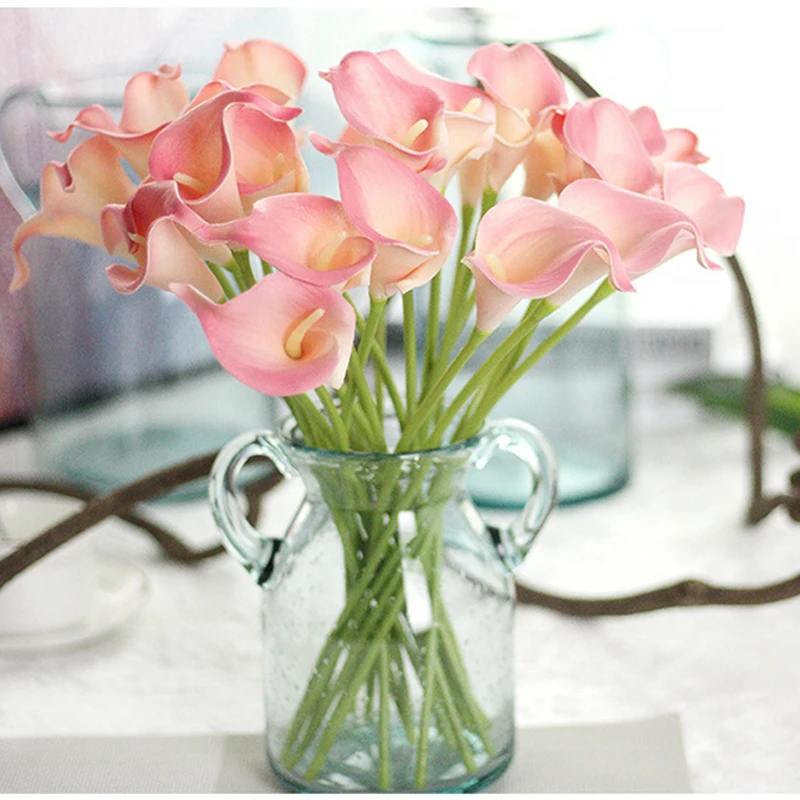 

10pc Artificial Flowers Wedding Decoration PU Calla Lily Flowers Bouquets Home Autumn Decoration Artificial Plants Fake Flores