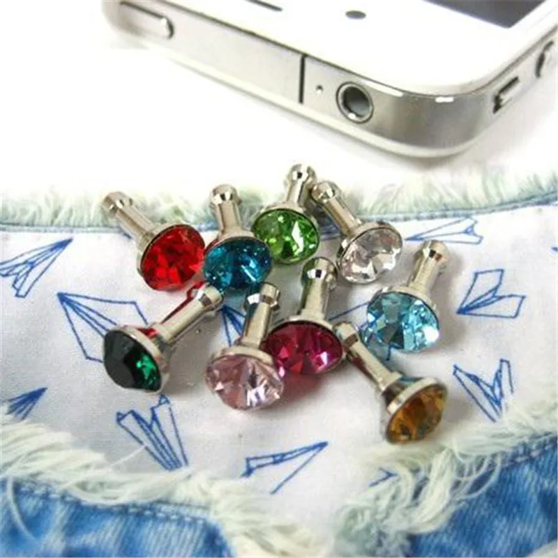 100 шт./лот Bling Diamond Dust разъем универсальный 3,5 мм разъем для наушников для iPhone samsung htc sony HuaWei разъем для сотового телефона пробка