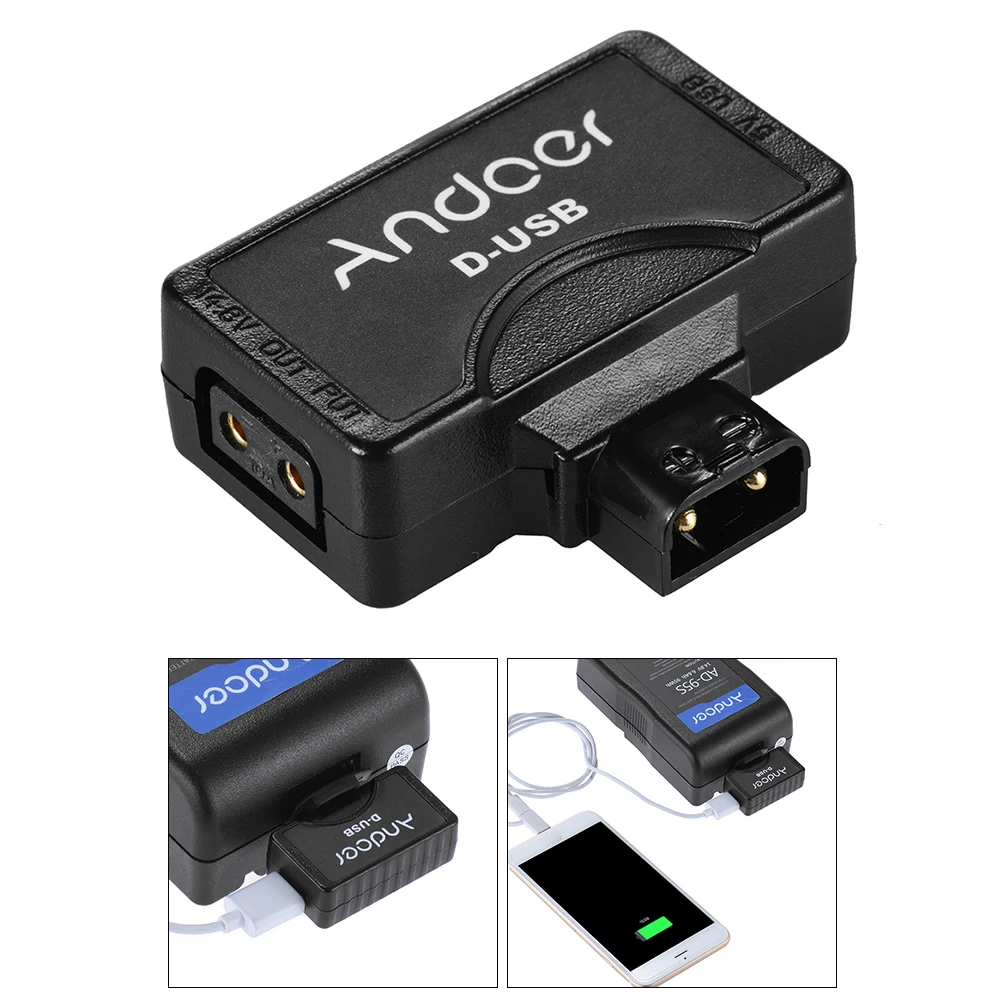 Usb-переходник Andoer D-Tap 5V для v-образного крепления аккумулятора камеры видеокамеры для BMCC монитора смартфона usb-переходник