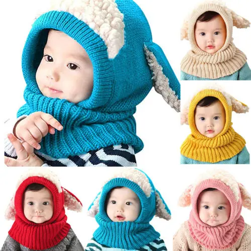 Enfants Bébé Garçon Fille Pom Chapeau Hiver chaud Crochet Knit Bobble Beanie Cap 