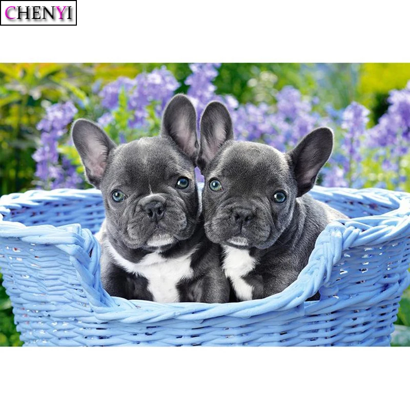CHENYI Diamond Embroidery French Bulldog Mosaic Rhinestones Diy 5D Painting Cross Stitch Kit Full Square Home Decor Gift | Дом и сад