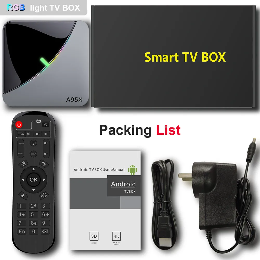 Android 9,0 RGB светильник Smart tv Box A95X F3 Air 4 Гб 64 Гб Amlogic S905X3 Wifi 4K 60fps поддержка Netflix Youtube Google плеер X3