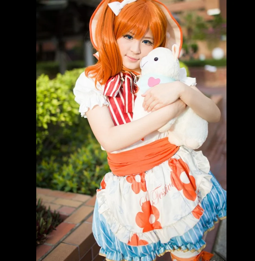 

Honoka Kousaka cos man woman anime cosplay lovelive costume sets Hat + accessories + tops + skirt + apron + socks