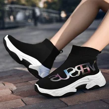 NIKEZI/женские зимние теплые ботинки с Плюшевым Мехом; высокие носки без шнуровки; прогулочные вязаные кроссовки на высокой танкетке; кроссовки в сеточку для спортзала