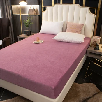 

Fitted Sheet with Elastic Bands Soft Velvet Bed Linen Home Hotel Solid Color Mattress Cover Luxury Grey Blue Bedspread 2020 New