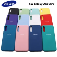Samsung galaxy a50 caso de silicone líquido macio sedoso escudo capa para galaxy a50 a70 2019 a505 a505f SM-A505F 6.4''