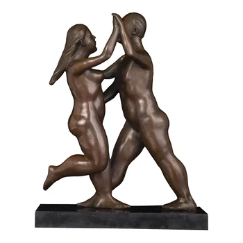 

Antique Art Bronze Statue Abstract Fat Lady Dancing with Man Sculpture Reproduction Couple Figurines Valued Collection