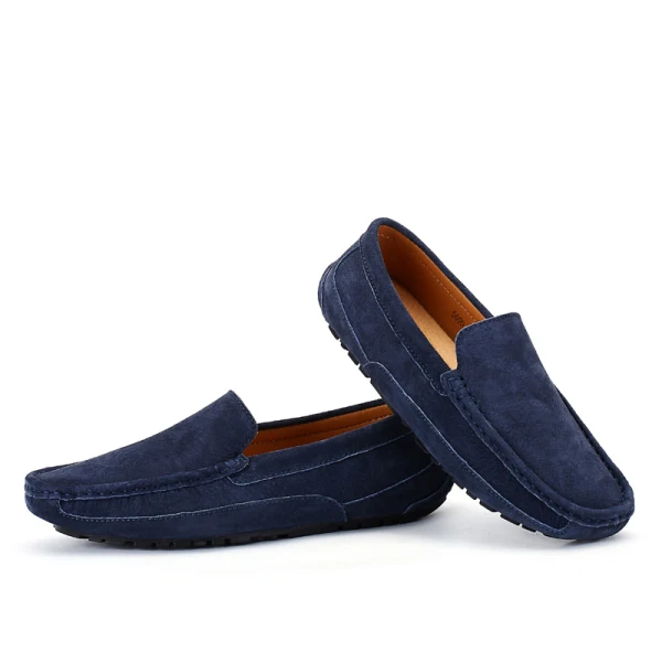 Dark Blue Простой дизайн; мужские повседневные Лоферы без шнуровки; размеры 38-44; мужские замшевые мокасины; обувь для вождения - Цвет: Dark Blue