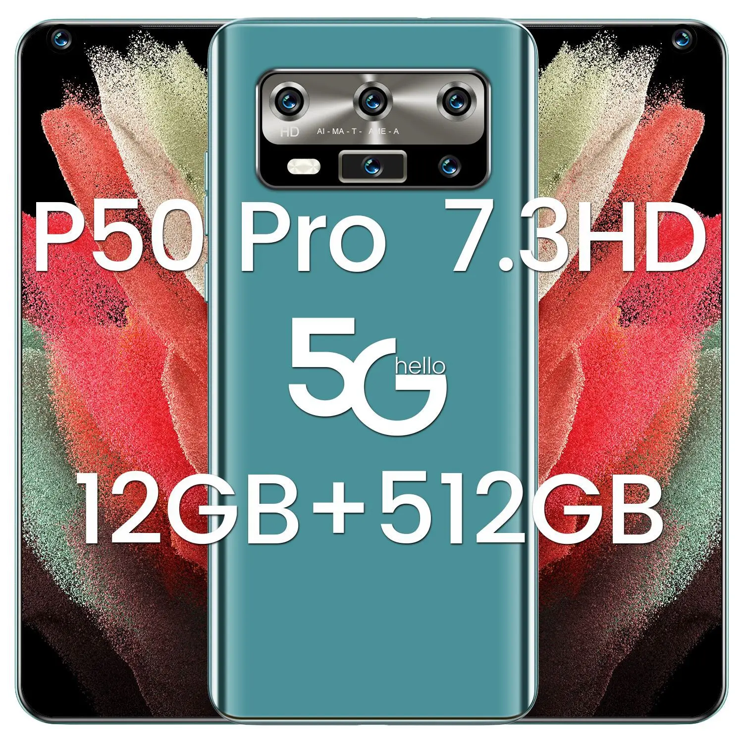 16+512GB P50Pro 6.7 Inch Smart Phone Dual SIM/Micro SD 32MP+50MP Fingerprint Unlock 10 Core Qualcomm 888 Cellphones | Электроника