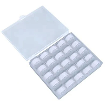 

25 Grid Spool White Sewing Thread Plastic Bobbin Sewing Thread Embroidery Craft Patch Sewing Machine Accessories