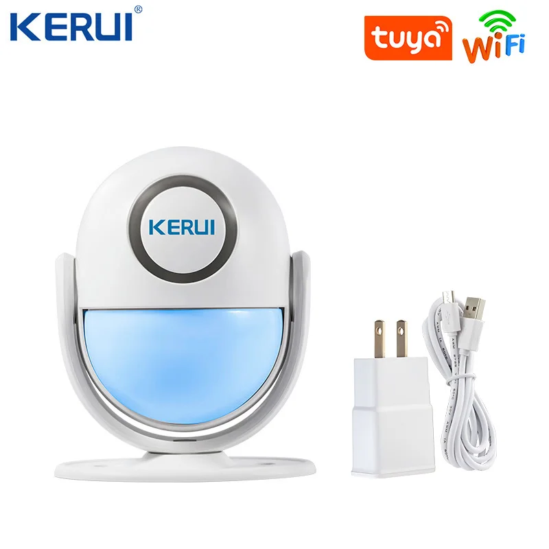 KERUI WP71  Tuya Smart WIFI Motion Alarm System Wireless PIR Motion SensorsWorks with Alexa LED Flash 120dB Loud waterproof siren Alarms & Sensors