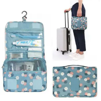 

Women Hanging Cosmetic Bag Multifunction Ladies Floral Print Toiletry Bag Fashion Unisex Makeup Wash Pouch Travel Foldable Pack