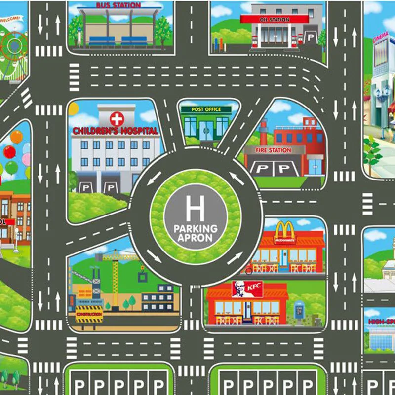 

83x57cm Kids Sign Cognition Play Mat World Cognition Traffic Route Parking Scene Map Car City Scene Learning Educational Toy