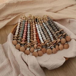Clips para chupete de bebé, cuentas de silicona, anillo de madera, cadena para chupete infantil, soporte para chupete, 2022