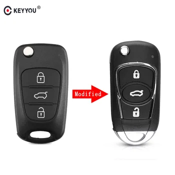 

KEYYOU 10X 3BTN Modified Flip Remote Key Shell Case For Kia K2 K5 Rio 3 Picanto Cerato Sportage for Hyundai I30 I40 I20 IX35