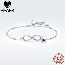 Бесконечность любовь Серебряный браслет для женщин 925 пробы серебряный металлический силиконовый регулируемый браслет цепочка модное ювелирное изделие GXB087