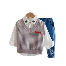 Vêtements de sport décontractés pour enfants, vêtements de printemps et d'automne pour bébés garçons et filles, chemise et pantalon 3, pièces/ensembles