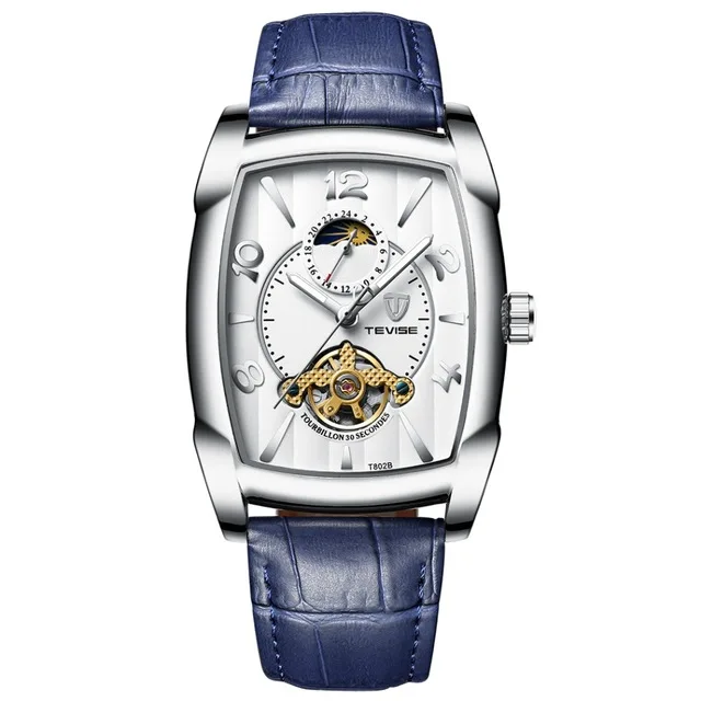 

TEVISE Relojes Para Hombre Men Watches Tourbillon Watch Men Automatic Top Brand Luxury Genuine Leather Strap Wristwatch 802B