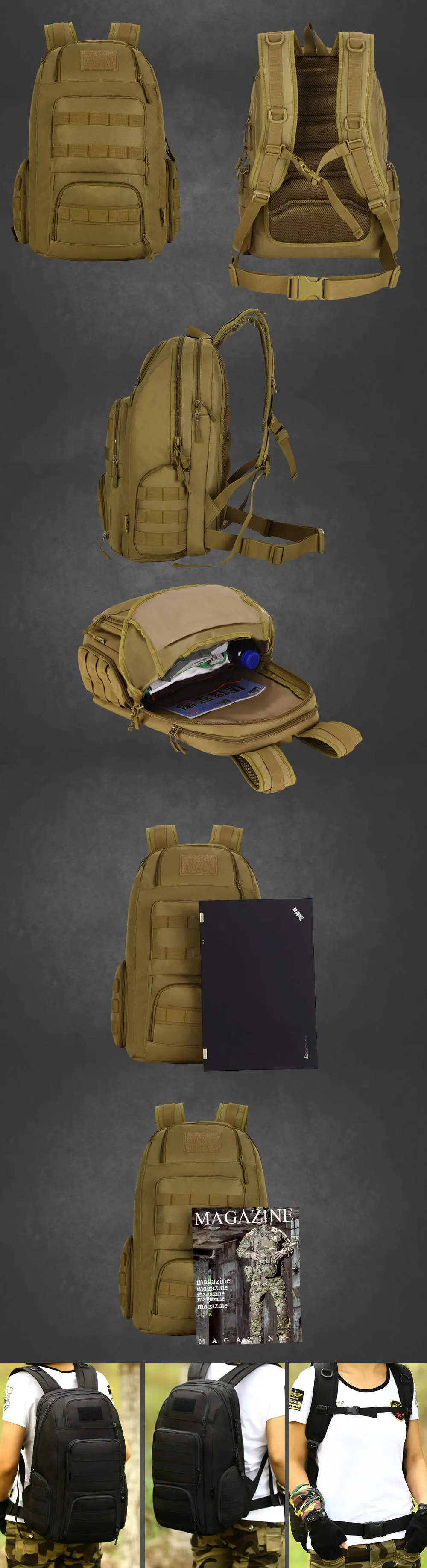 SINAIRSOFT Военная Униформа тактический рюкзак 40L 15 дюйм(ов) ов) ноутбука для мужчин Спорт Отдых Открытый рыбацкий Рюкзак Восхождение LY2018