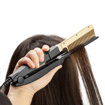 

Hot Comb Durable Electric Straight Hair Comb Brush LCD Heated Ceramic Hair Beard Straightening Brush EU Plug Hair Straightener