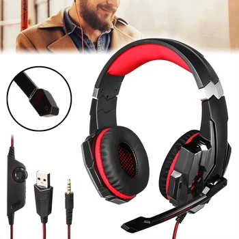 

G9000 Gaming Headset with Mic + LED Light for PS4 Xbox One Console Computer 3.5mm Wired Noise Isolation Volume Control Headphone