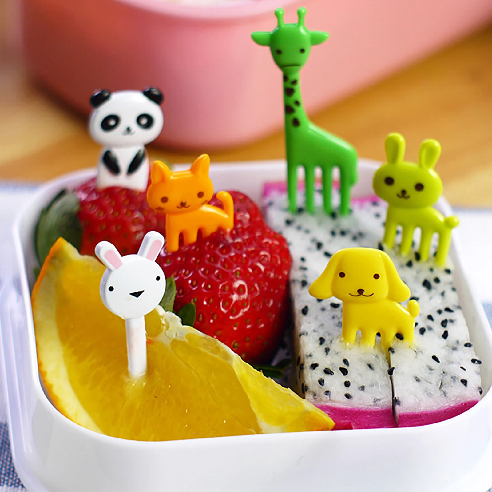 40Pcs Mini Fruit Forks Kids Cute Animal Food Fruit Picks Forks Lunch