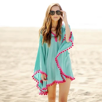 

Women Sand Long Sleeve Fashion Beach Cover Up Sexy Tassels Swim Summer Lace Bikini Smock