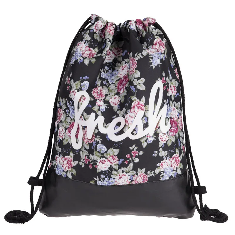 AliExpress с перекрестной каймой Лидер продаж кожаный подошва модный мешок с кулиской с принтом AliExpress Лидер продаж женский рюкзак с Кулиской