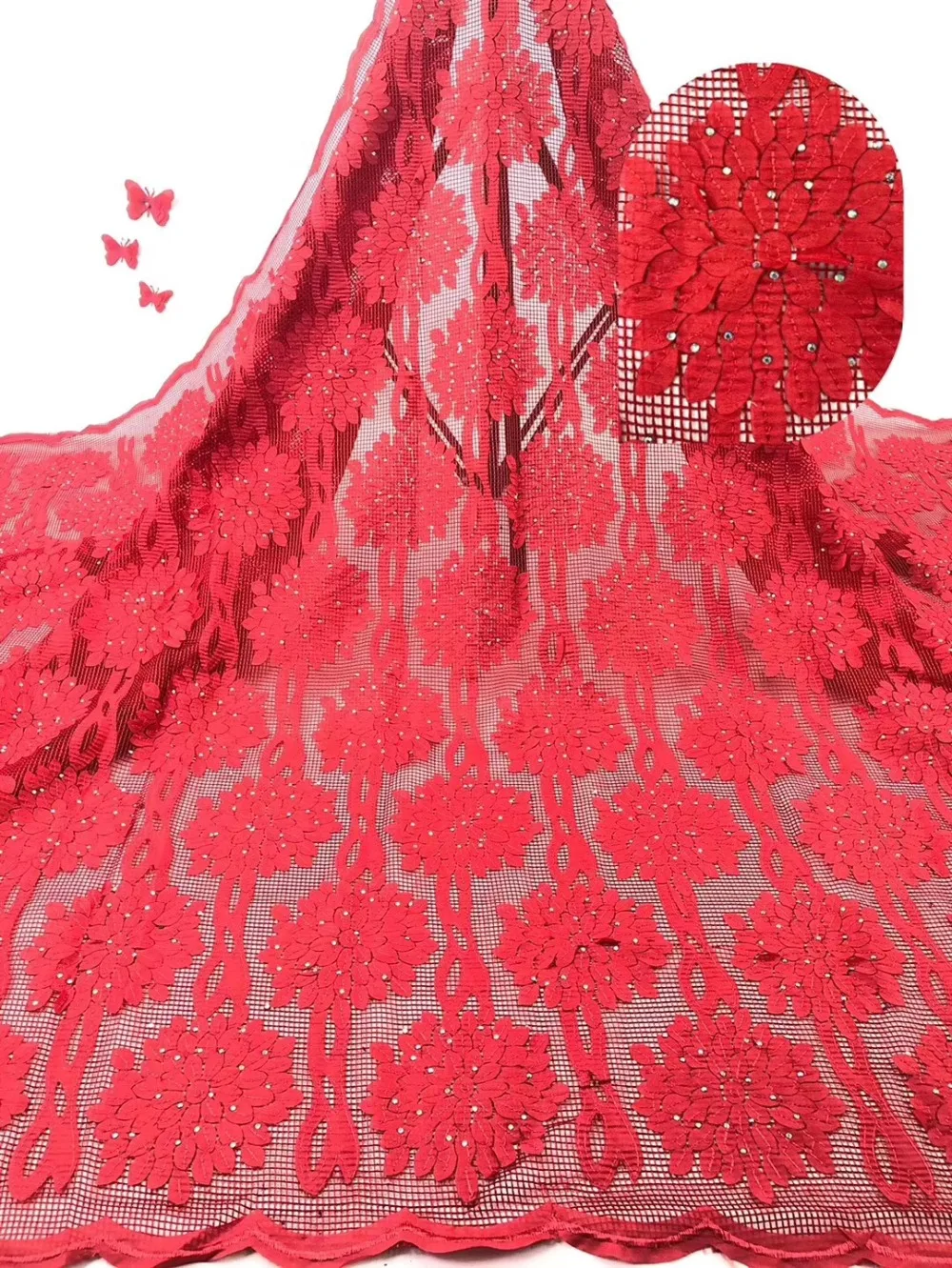 Розовая африканская кружевная вышивка ткань высокого качества красивый французский тюль кружева с блестками для нигерийских женщин платье