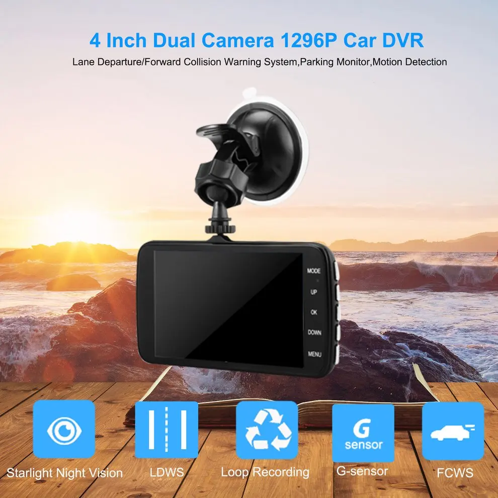 

Catuo Full HD 1080P 4 Inch IPS LCD Dual Lens Vehicles Dash Cam Car Camcorder Car Video Recorder Traveling Data Recorder