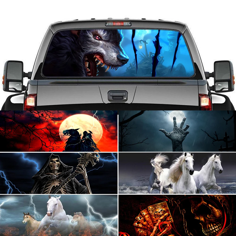 1PCS Surprising Pickup Truck 3D Rear Windshield Poster Decal Scary Unique Thriller Sticker Car Accessories | Автомобили и