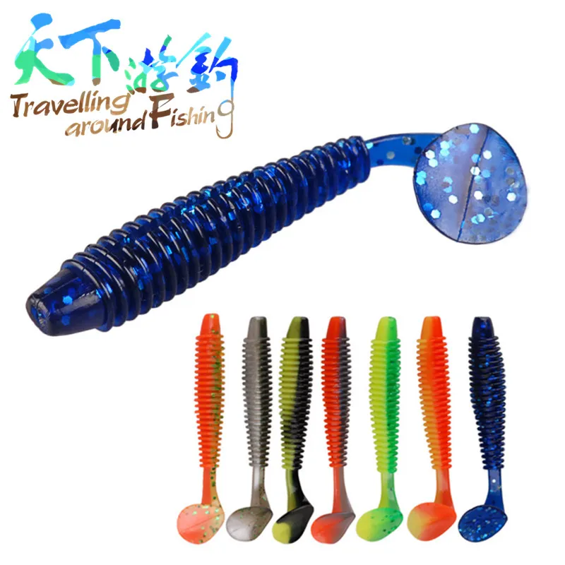 5Pcs/Lot Soft Lure Silicone Bait 70mm 2.6g T Tail Wobblers Swimbait Isca Artificial Leurre Souple Shad Trout Pike Bass Lures | Спорт и