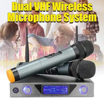 

Dual VHF Professional Handheld Wireless Microphone Mic System Digital Display Receiver For Kareoke microphone Party KTV Studio