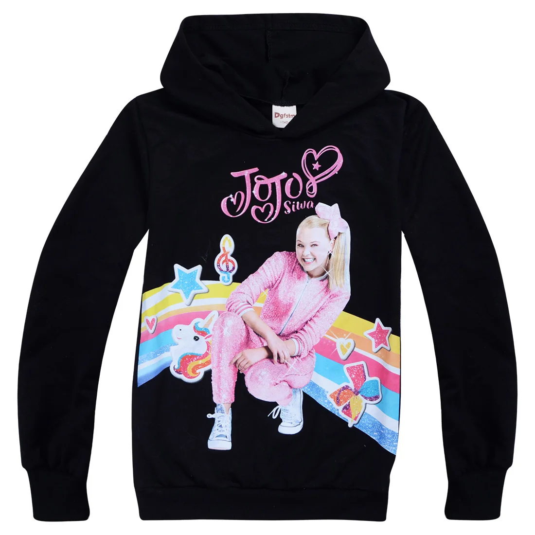 JOJO siwa/черный Детский свитер; топ с длинными рукавами; толстовки с капюшоном; футболка; одежда для малышей; Рождественская Одежда для девочек; футболки с капюшоном для малышей - Цвет: T7275-black