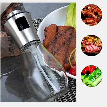 

Cooking Tool Olive Oil Pump Spray Pot Mist Stainless Steel Glass Bottle Kitchen